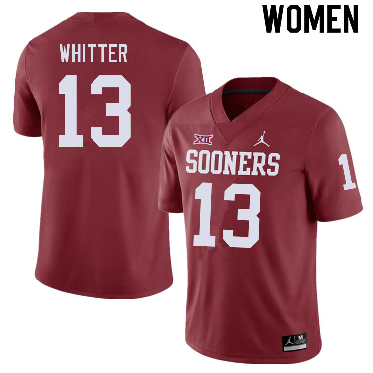 Women #13 Shane Whitter Oklahoma Sooners College Football Jerseys Sale-Crimson - Click Image to Close